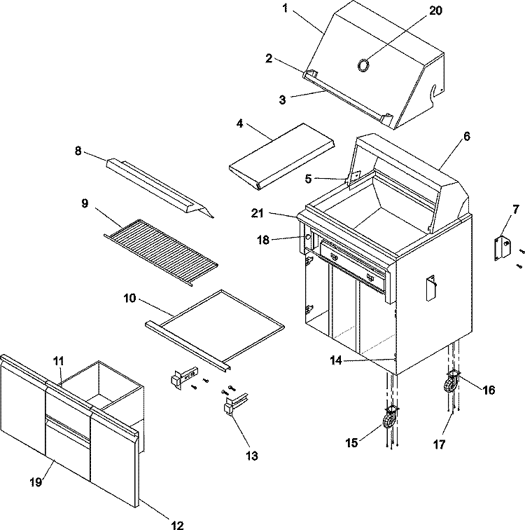 BODY Diagram and Parts List for DBQ42SAP  Dynasty Smoker
