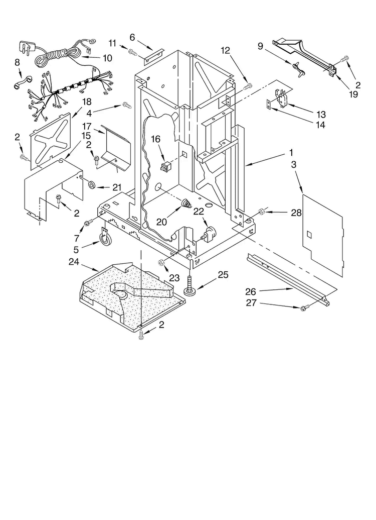 Frame Parts Diagram and Parts List for TC507B1  Jenn-Air Trash Compactor