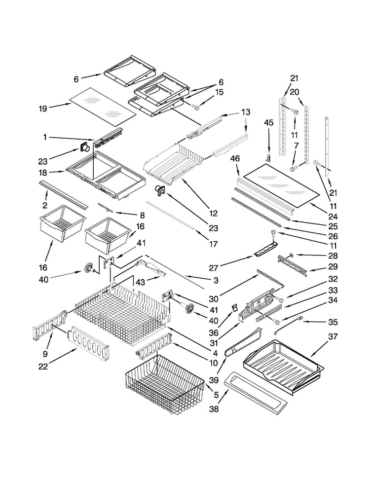 Shelf Parts Diagram and Parts List for MFF2258VEB7  Maytag Refrigerator