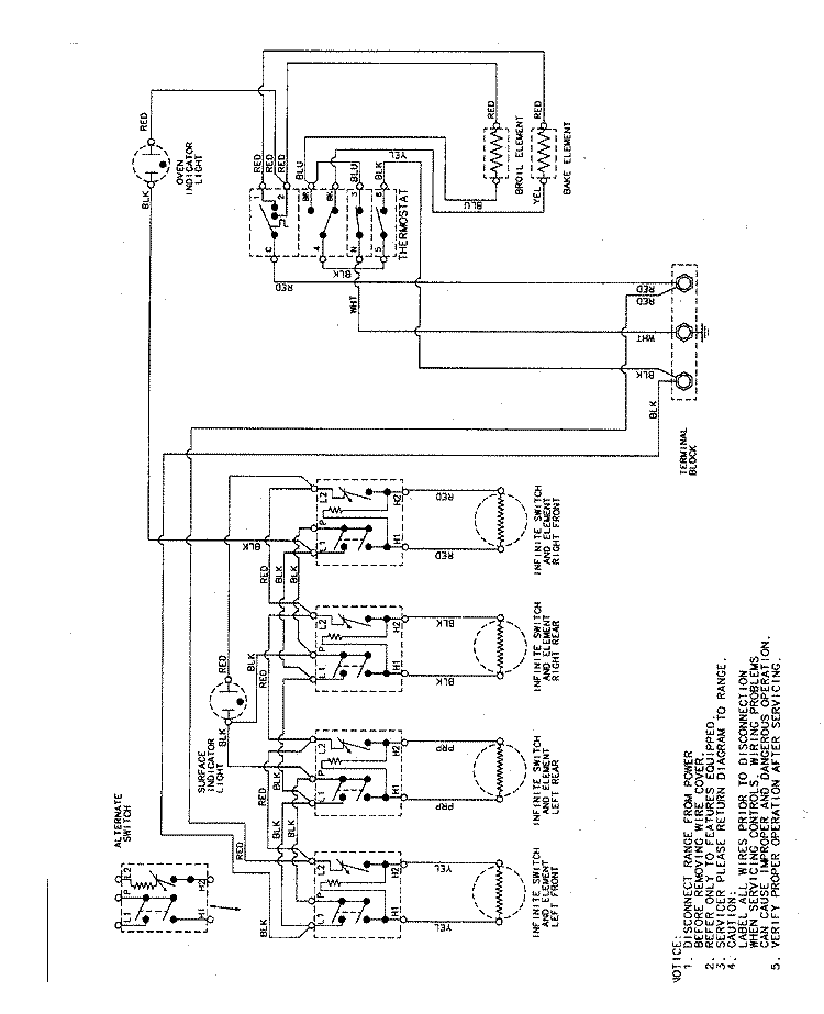 WIRING INFORMATION (AT VARIOUS SERIES) Diagram and Parts List for CER1160AAH  Magic Chef Range