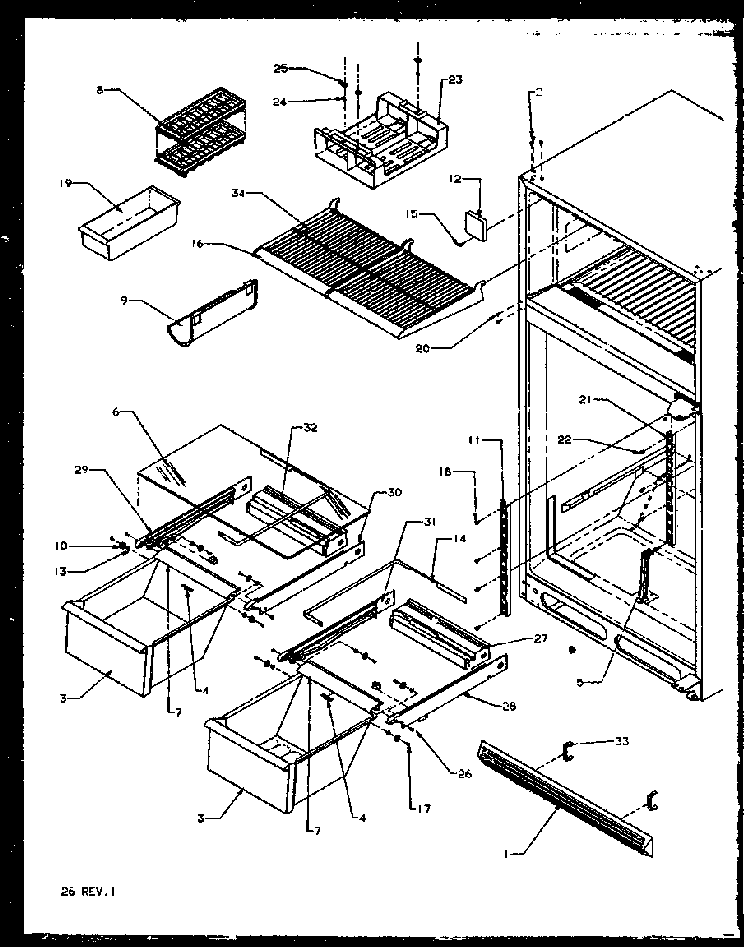 Section 25 Diagram and Parts List for TS18R2G-P1158311WG  Amana Refrigerator