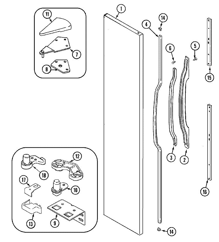 FREEZER OUTER DOOR Diagram and Parts List for CS23G5W  Crosley Refrigerator