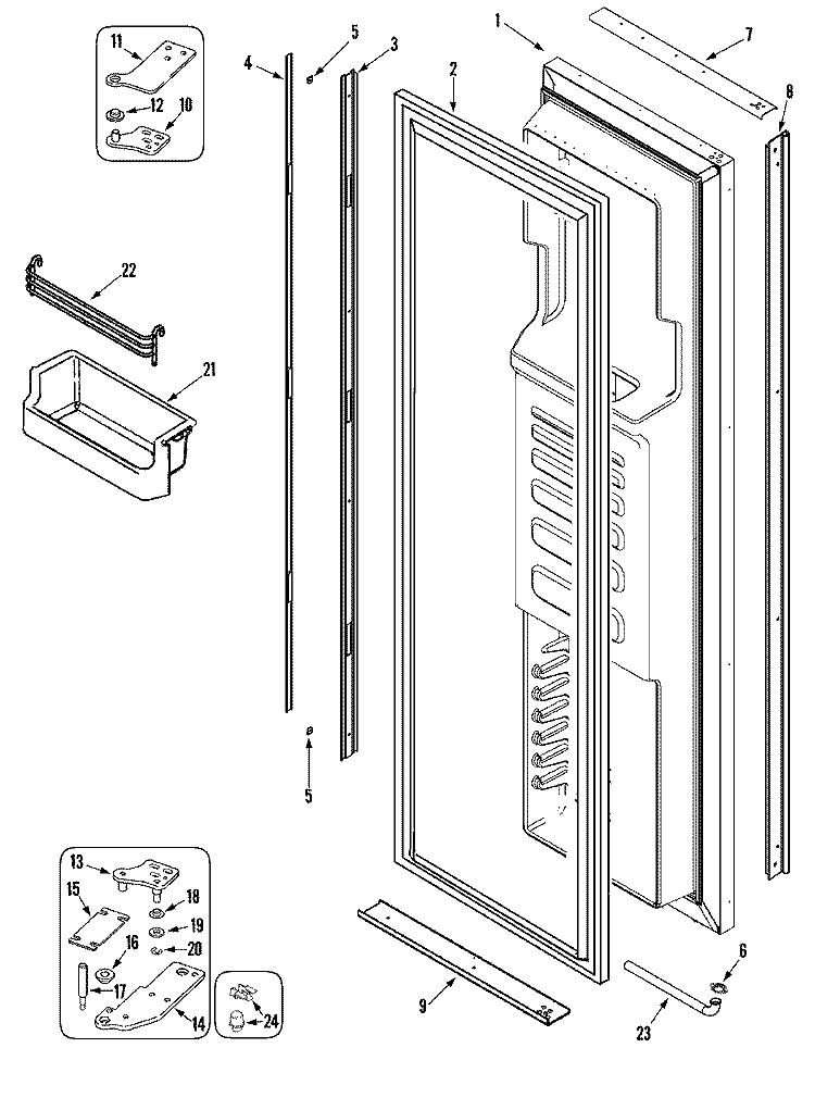 FREEZER DOOR Diagram and Parts List for RJRS4281A  Maytag Refrigerator