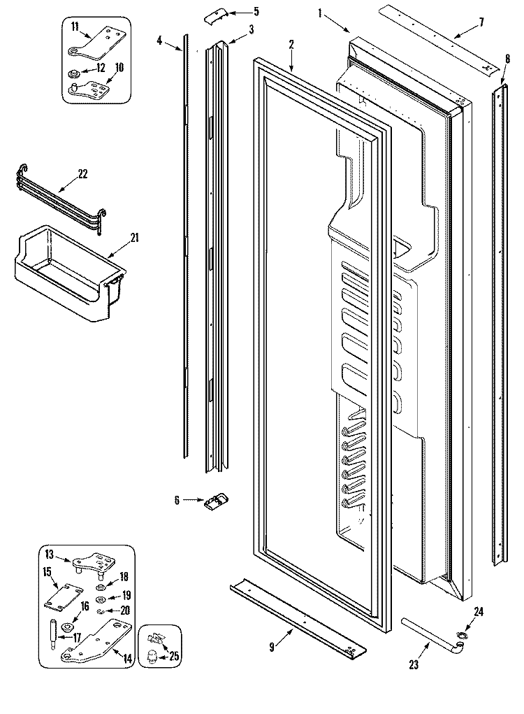FREEZER DOOR Diagram and Parts List for RJRS4282B  Maytag Refrigerator