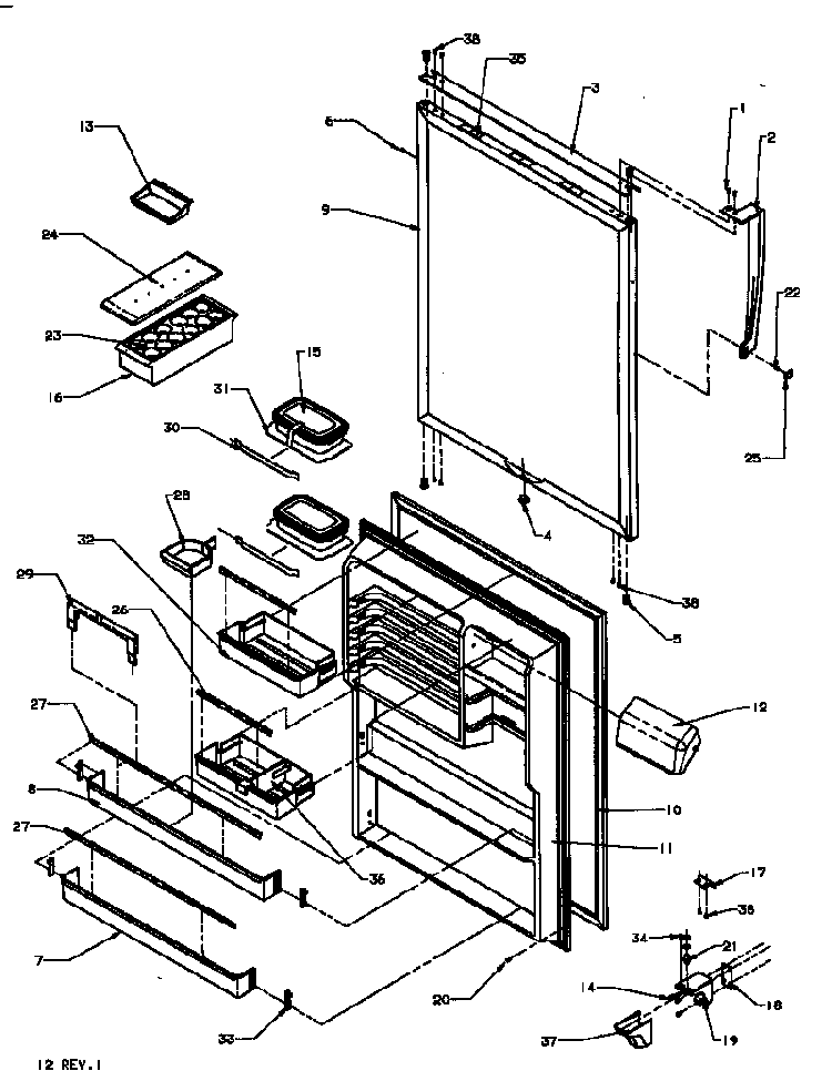 Refrigerator Door Diagram and Parts List for TS18R2G-P1181803WG  Amana Refrigerator