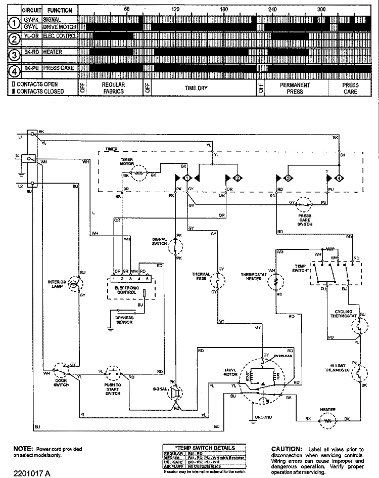 WIRING INFORMATION (SERIES 12) Diagram and Parts List for SDE4606AYW  Maytag Dryer