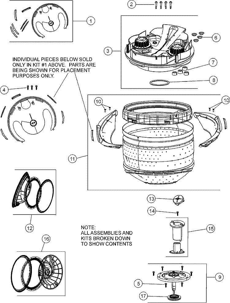INNER TUB / SPINNER Diagram and Parts List for FAV9800AWW  Maytag Washer