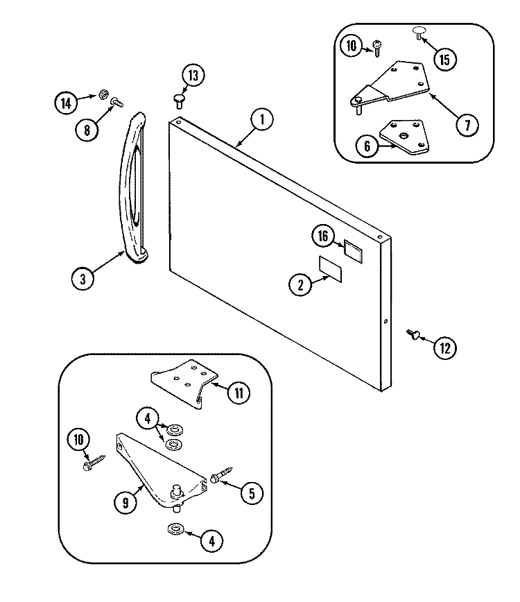 FREEZER OUTER DOOR Diagram and Parts List for CT15A2LW  Crosley Refrigerator