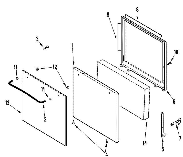 DOOR Diagram and Parts List for CLY1620ADB  Magic Chef Range