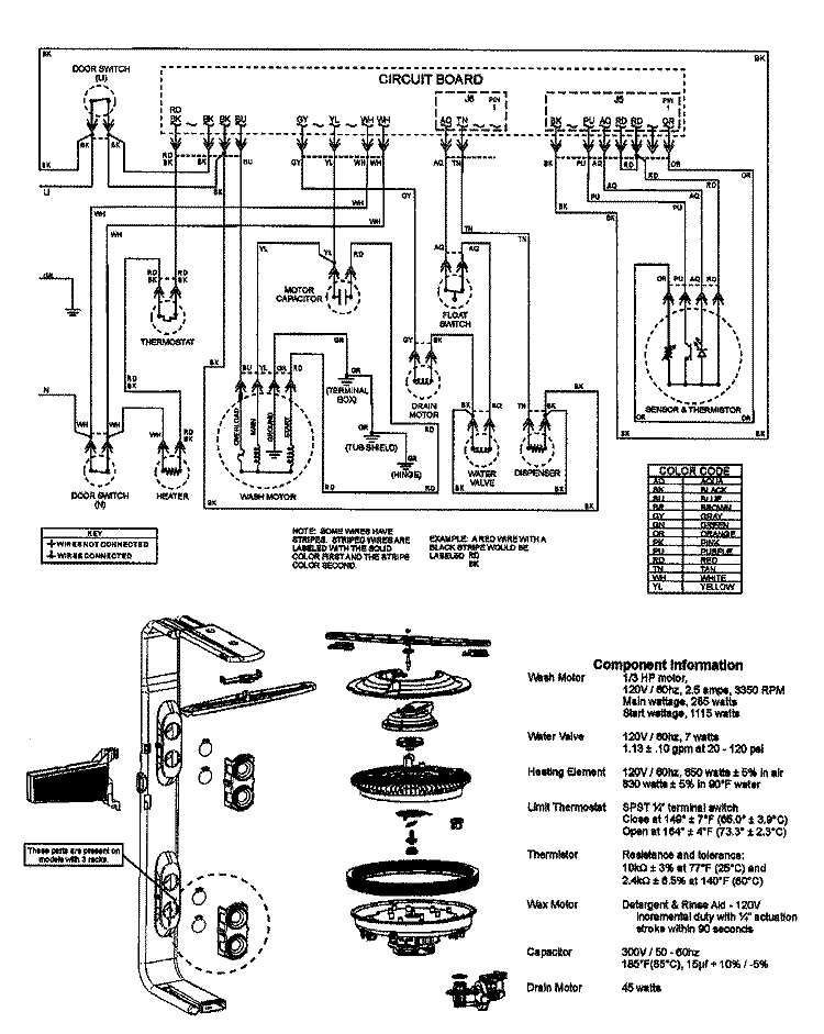 WIRING INFORMATION Diagram and Parts List for JDB2150AWP  Jenn-Air Dishwasher