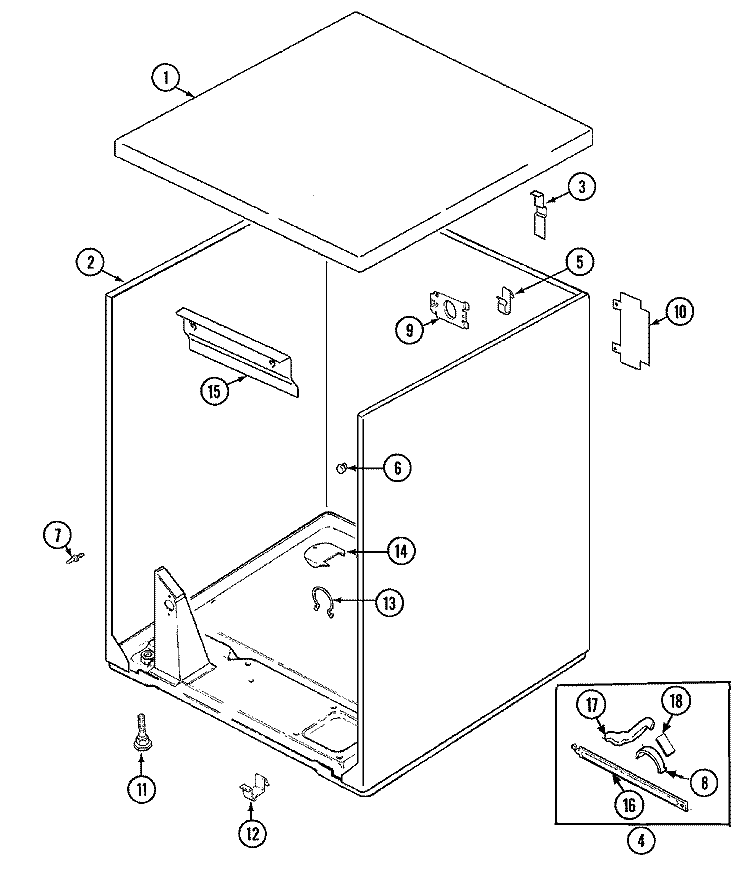 CABINET Diagram and Parts List for CYE3004AKW  Magic Chef Dryer