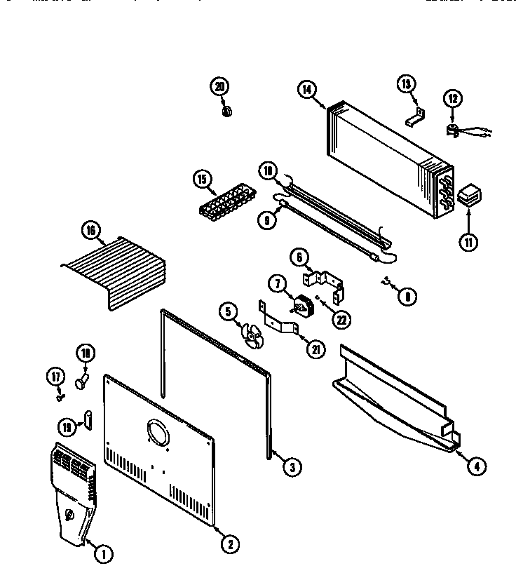 Freezer Compartment Diagram and Parts List for MTB1742ZARW  Maytag Refrigerator