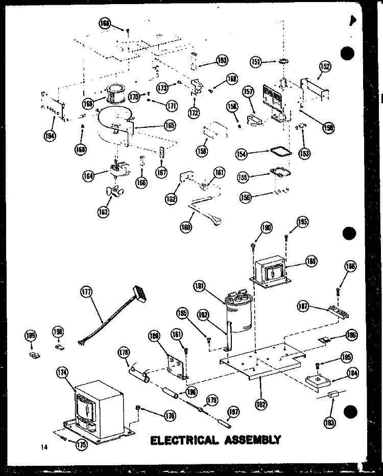 ELECTRICAL ASSY Diagram and Parts List for RC10A-DD P7209103M Amana Microwave