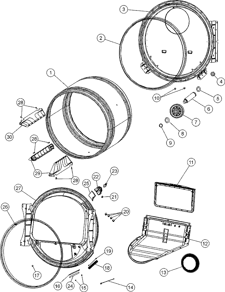 TUMBLER Diagram and Parts List for NDE6800AYW  Maytag Dryer