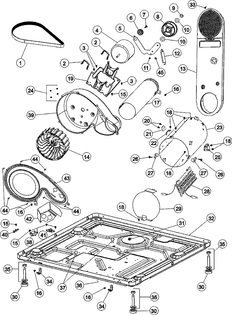 BASE (ELEC) Diagram and Parts List for CDE4205AYJ  Crosley Dryer