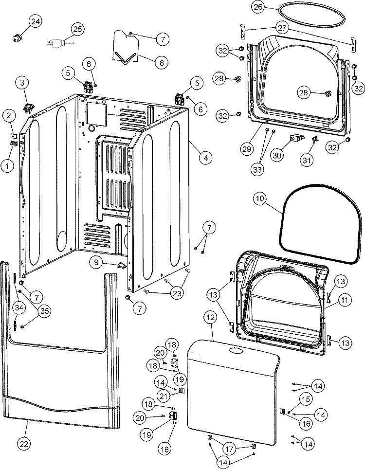 CABINET Diagram and Parts List for NDG6800AWW  Maytag Dryer