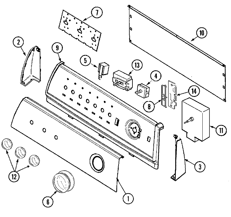 CONTROL PANEL Diagram and Parts List for ADE9000AYW  Admiral Dryer