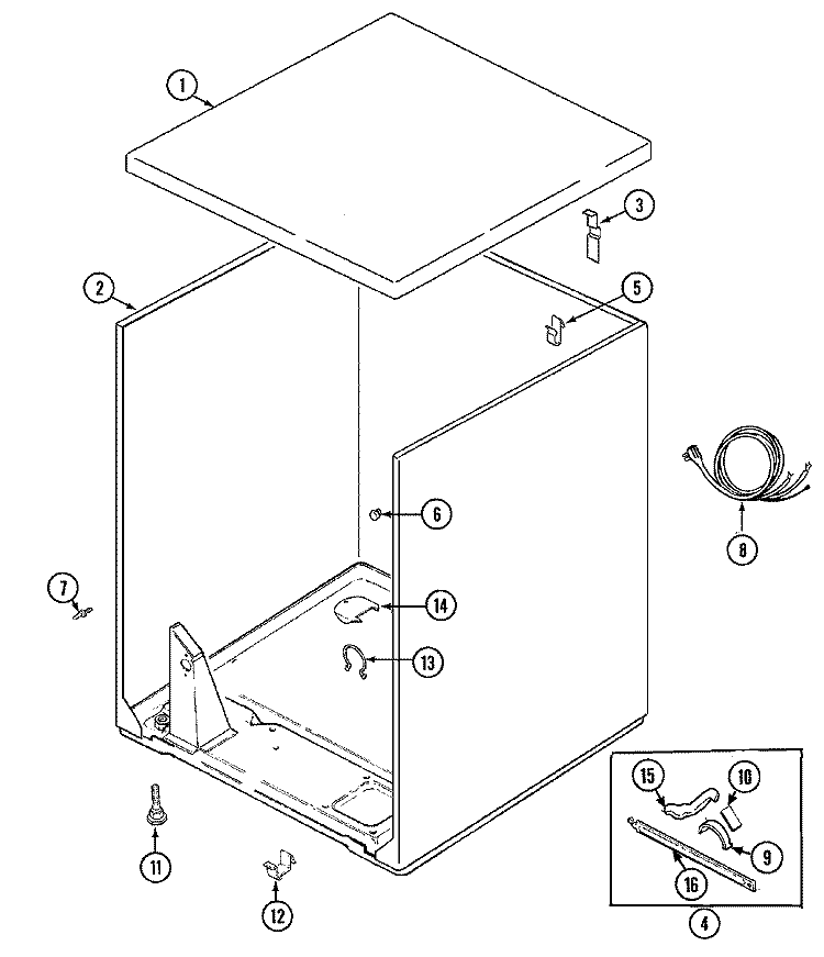 CABINET Diagram and Parts List for PYG2300AGW  Maytag Dryer