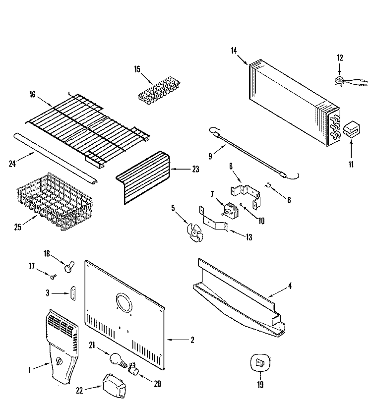 FREEZER COMPARTMENT Diagram and Parts List for MTB2176HRB  Maytag Refrigerator