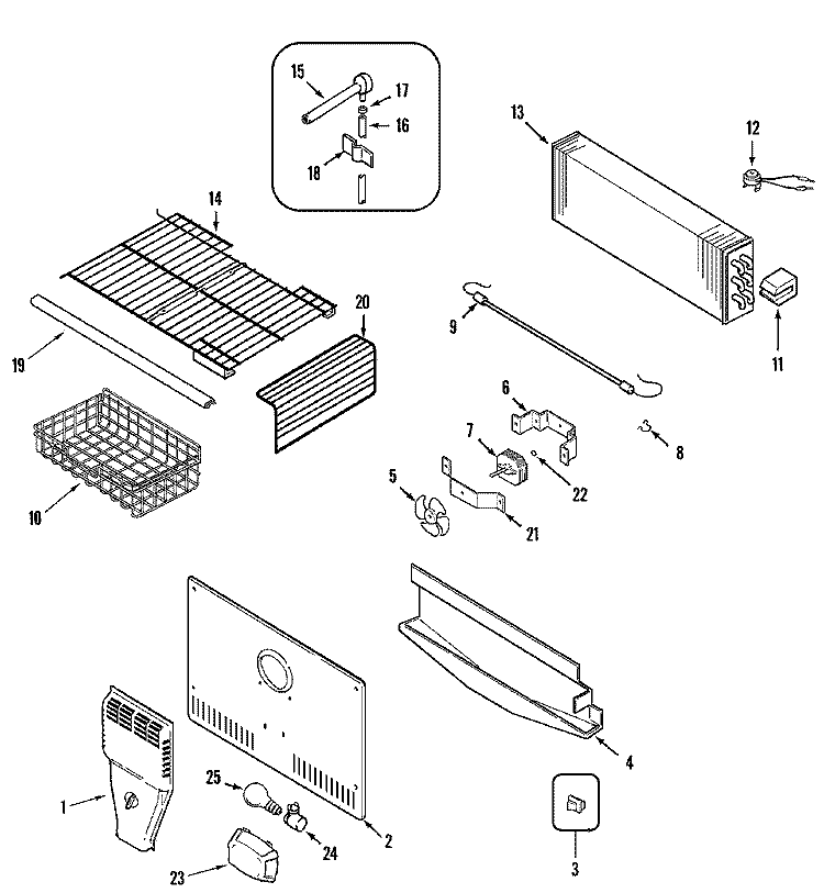 FREEZER COMPARTMENT Diagram and Parts List for MTF2176HRQ  Maytag Refrigerator