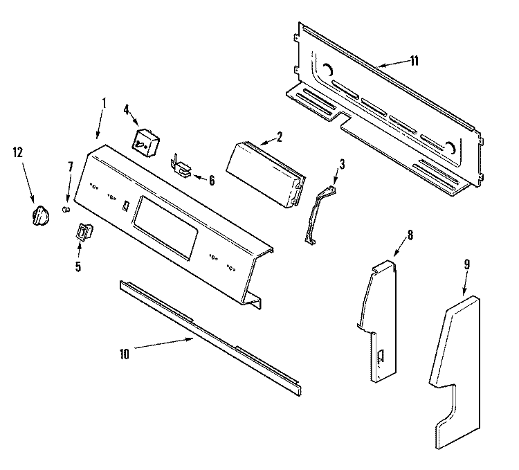 CONTROL PANEL Diagram and Parts List for LER3725AAC  Admiral Range