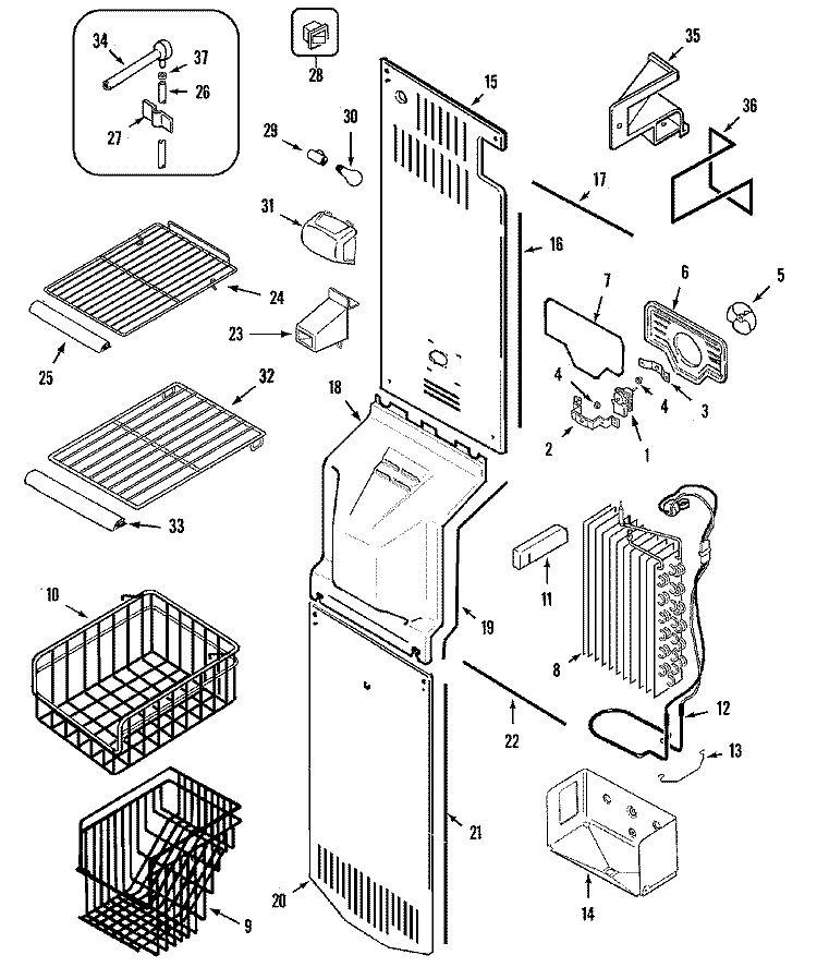FREEZER COMPARTMENT (GZ2727GEHQ) Diagram and Parts List for GZ2727GEHQ  Maytag Refrigerator