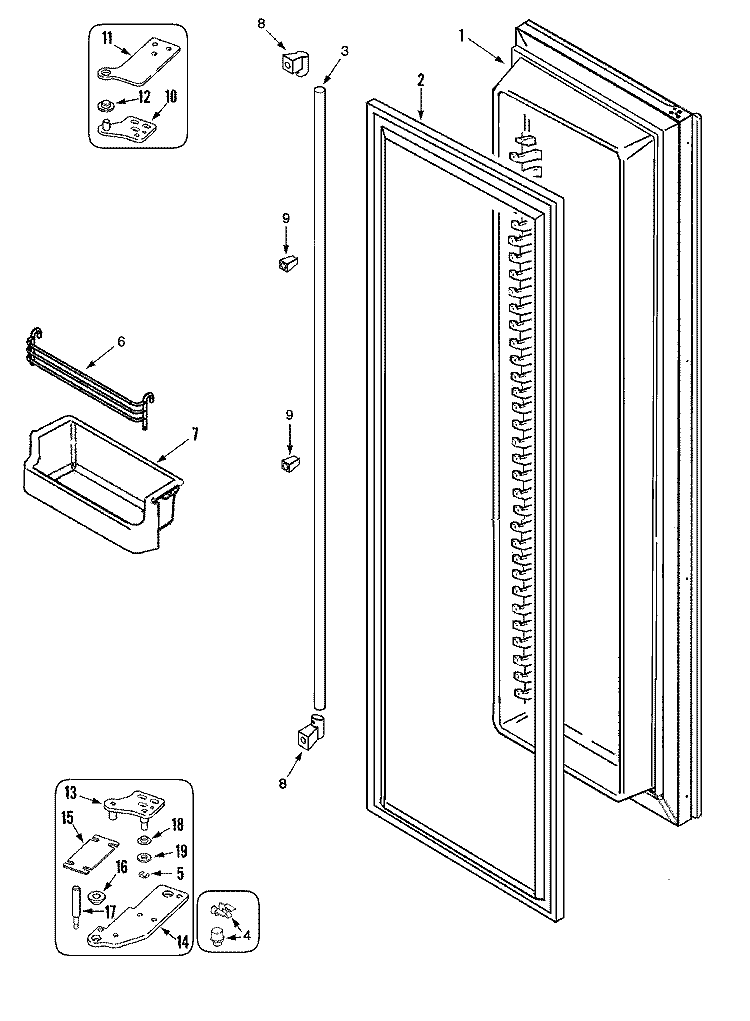 FREEZER DOOR (RJRS4270C) Diagram and Parts List for RJRS4270C  Maytag Refrigerator