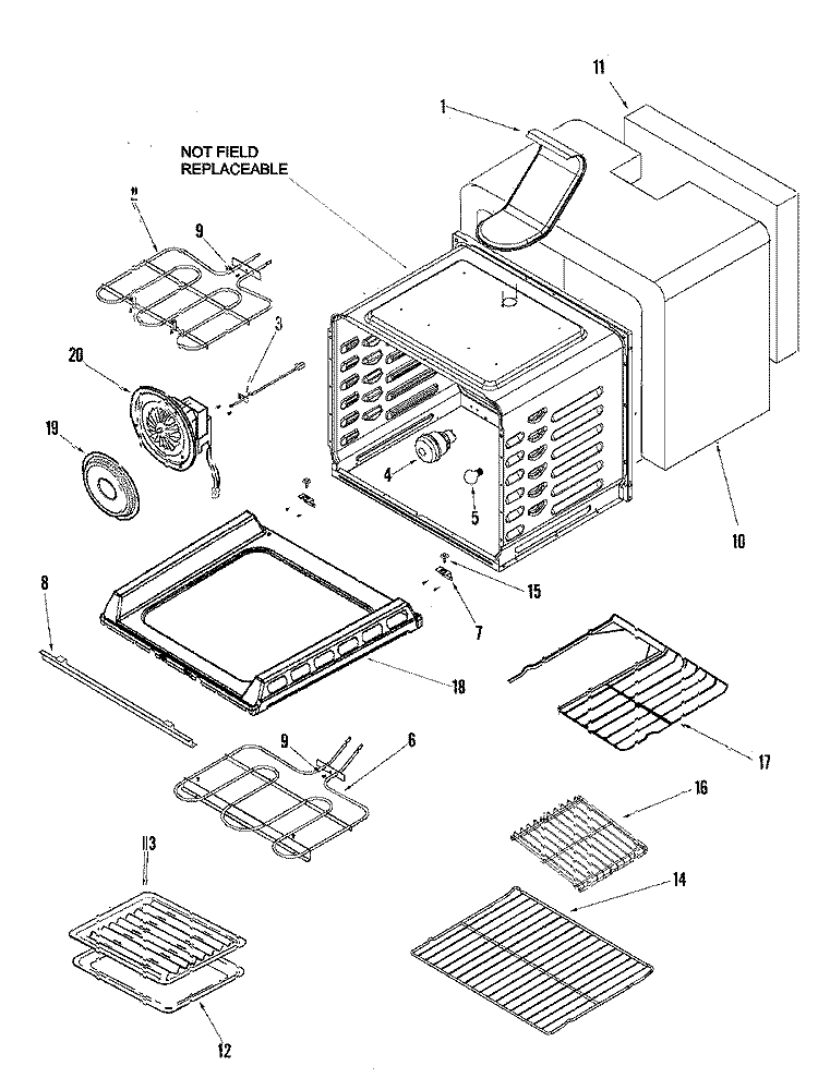CAVITY Diagram and Parts List for MER5875QAN  Maytag Range