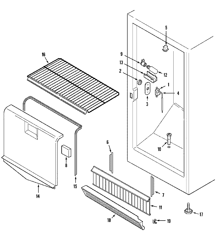 FREEZER COMPARTMENT Diagram and Parts List for MQU1556AEW  Maytag Freezer