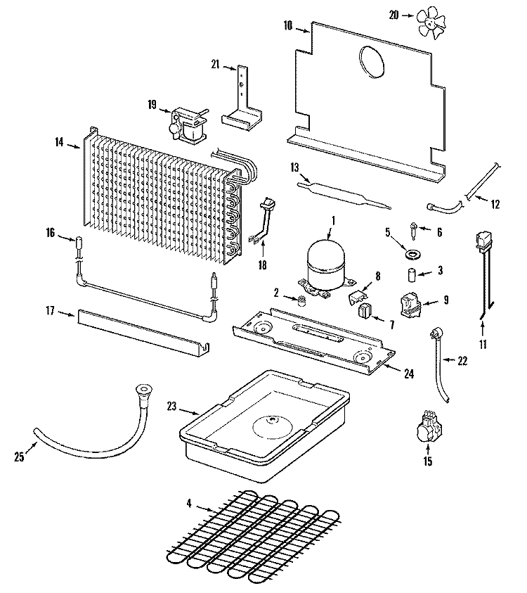 UNIT COMPARTMENT & SYSTEM Diagram and Parts List for MQU2057AEW  Maytag Freezer