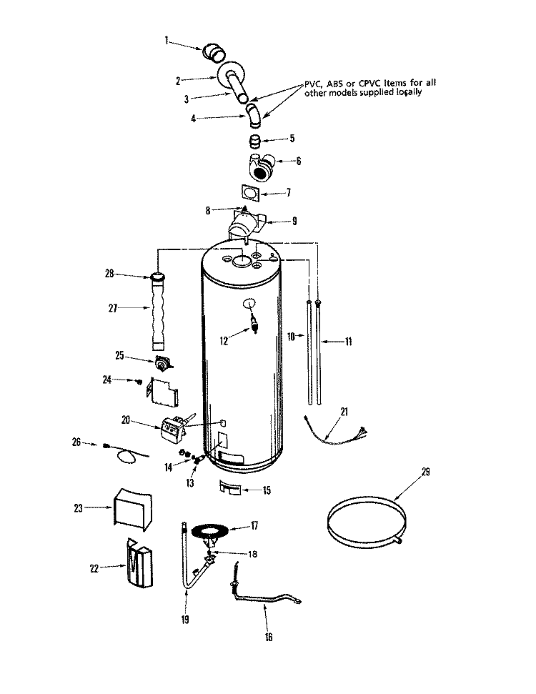 BODY Diagram and Parts List for HJ675PRVITZ  Maytag Water Heater