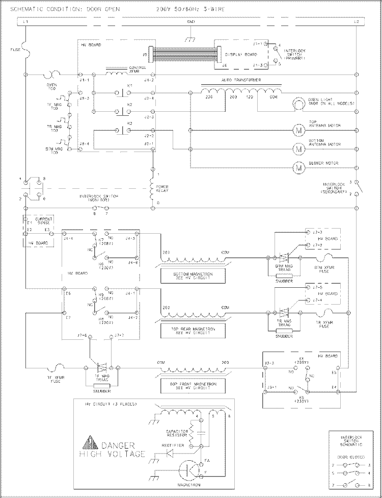 WIRING INFORMATION Diagram and Parts List for WDYRC26J2 P1331409M Amana Microwave
