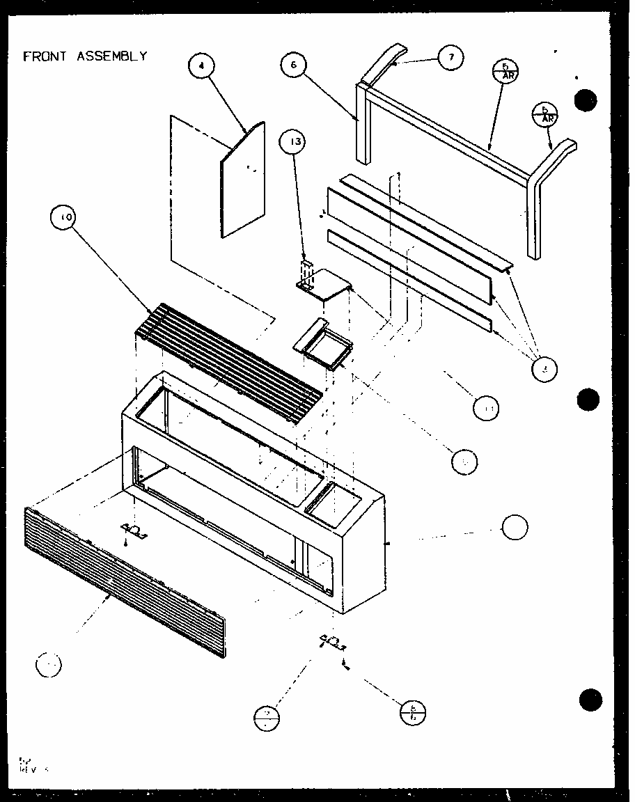 Front Assembly (pth12300er/p9812615r) (pth12400er/p9872115r) Diagram and Parts List for PTH12300ER P9812615R Amana Air Conditioner
