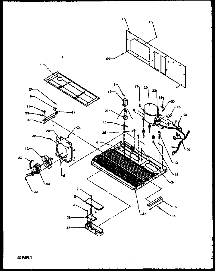 Machine Compartment Diagram and Parts List for 2599CIWEL-P1170601WL  Amana Refrigerator