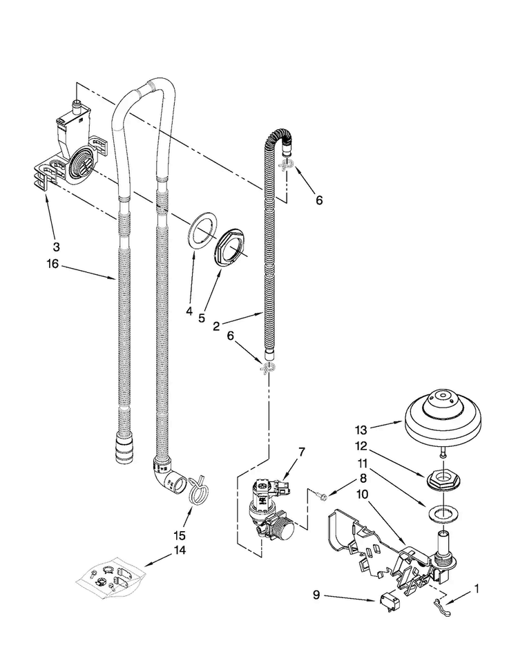 Fill And Overfill Parts Diagram and Parts List for JDB3600AWX5  Jenn-Air Dishwasher