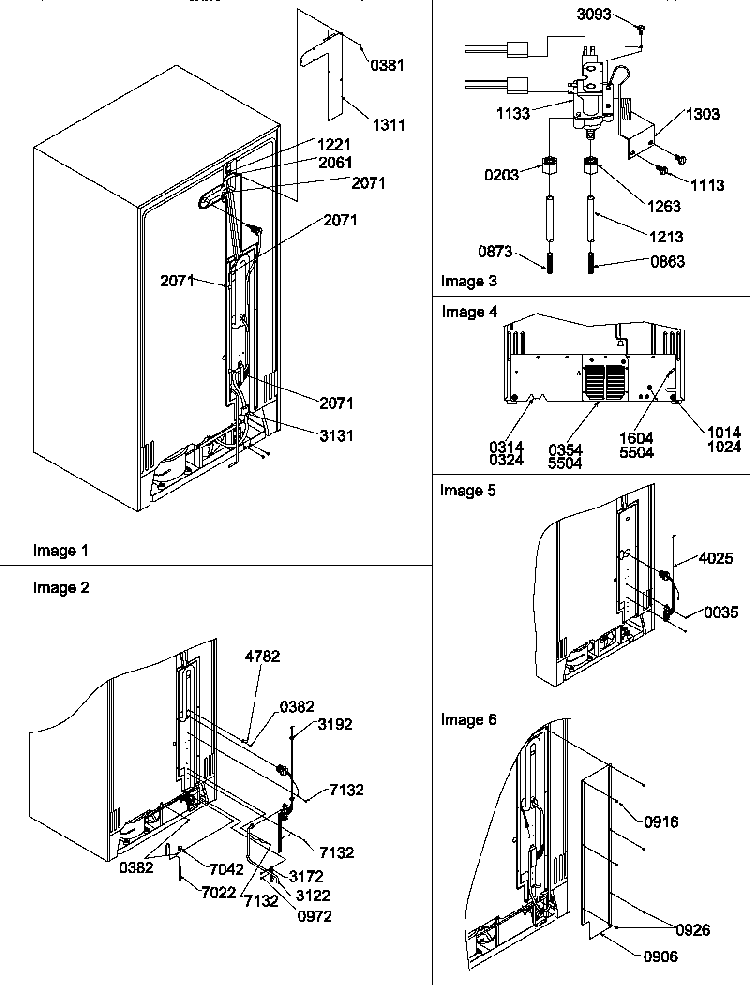 Cabinet Back Diagram and Parts List for SXD322L-P1313901WL  Amana Refrigerator