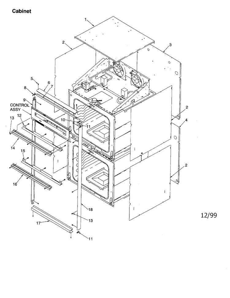 Cabinet Diagram and Parts List for AOGD2750E-P1132530NE  Amana Wall Oven