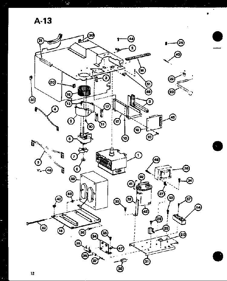 Interior Controls Diagram and Parts List for RC-8 P75260-3M Amana Microwave