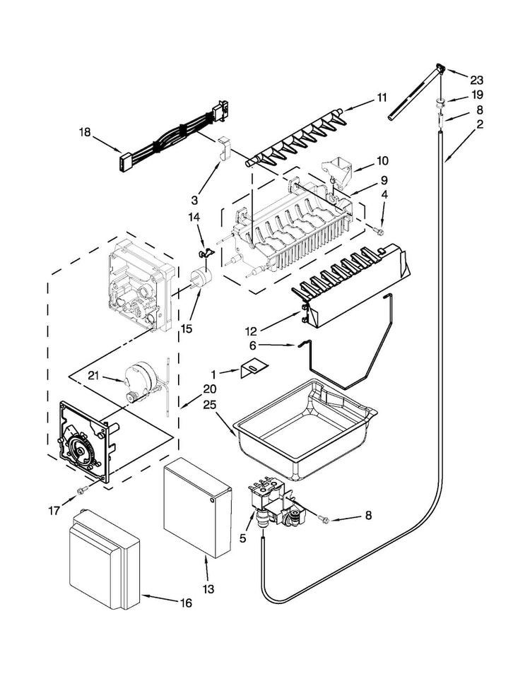 Icemaker Parts Diagram and Parts List for JFC2290VEP8  Jenn-Air Refrigerator