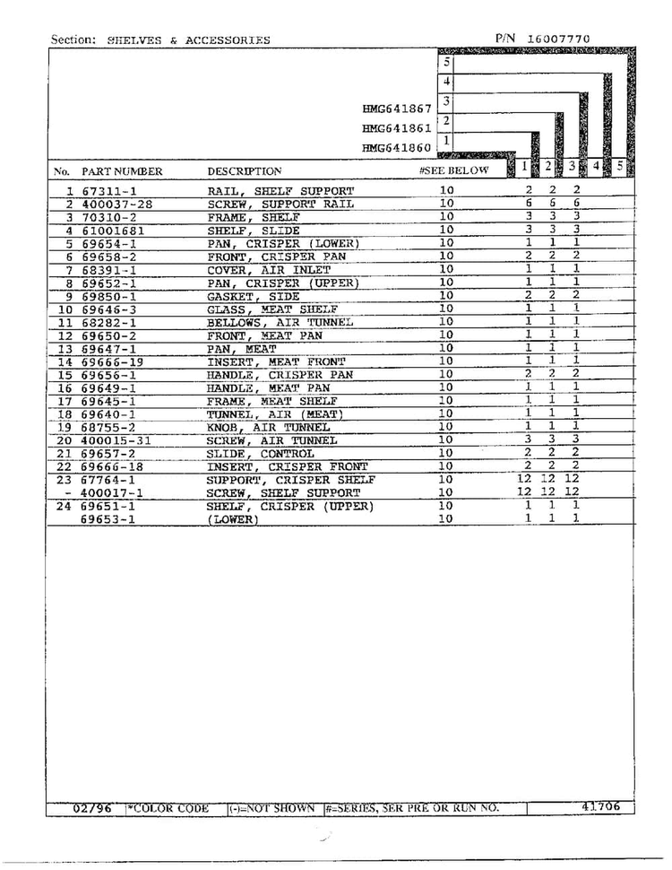 Shelves/accessories Page 2 Diagram and Parts List for HMG641861  Admiral Refrigerator