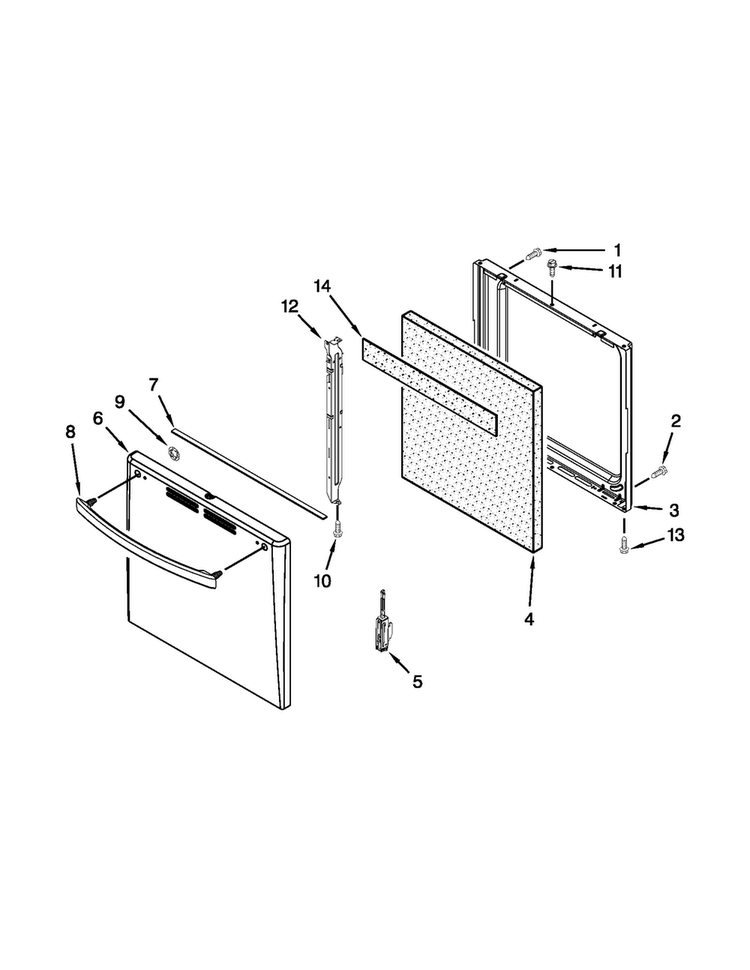 Door Parts Diagram and Parts List for AGP200VDW0  Amana Range