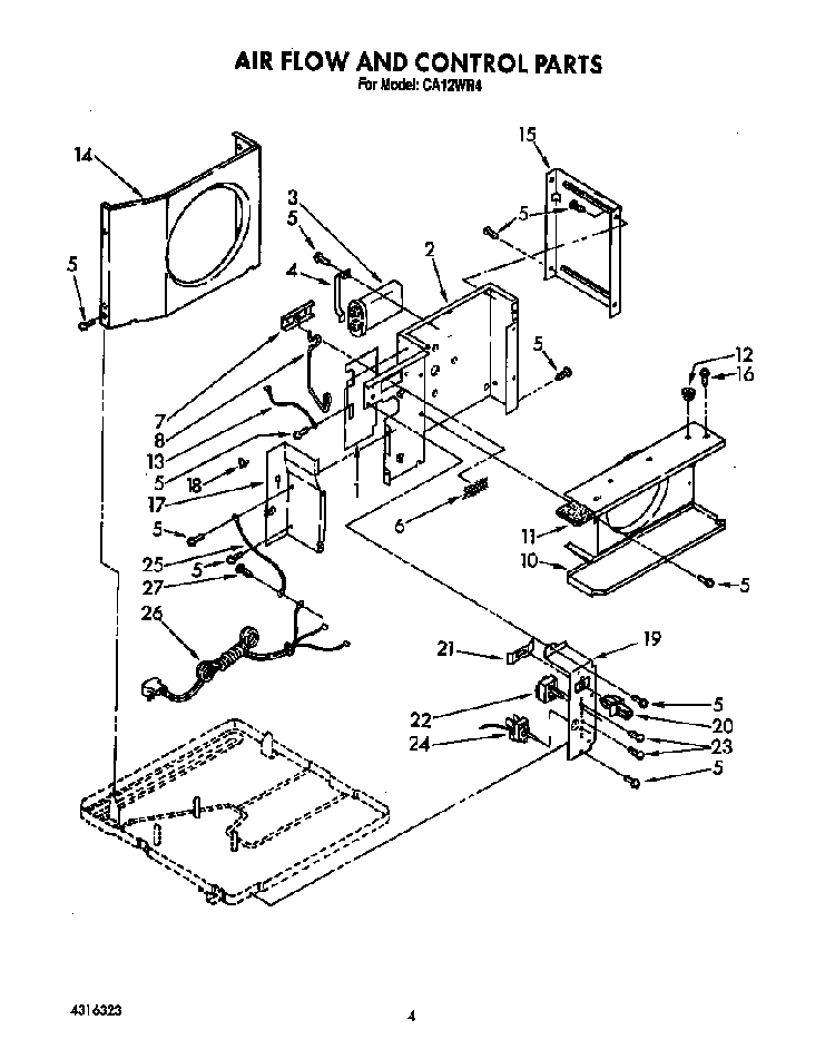 Air Flow And Control Diagram and Parts List for CA12W04  Crosley Air Conditioner
