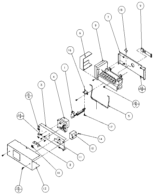 Ice Bucket And Ice Maker Diagram and Parts List for 36271-P1121802W  Amana Refrigerator