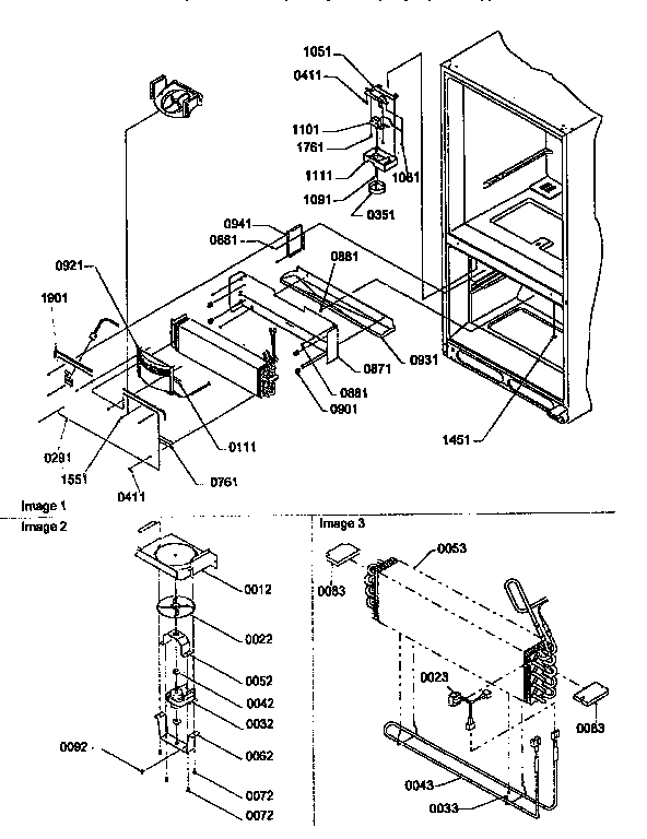 Freezer Control Assembly Diagram and Parts List for BX22S5E-P1196705WL  Amana Refrigerator