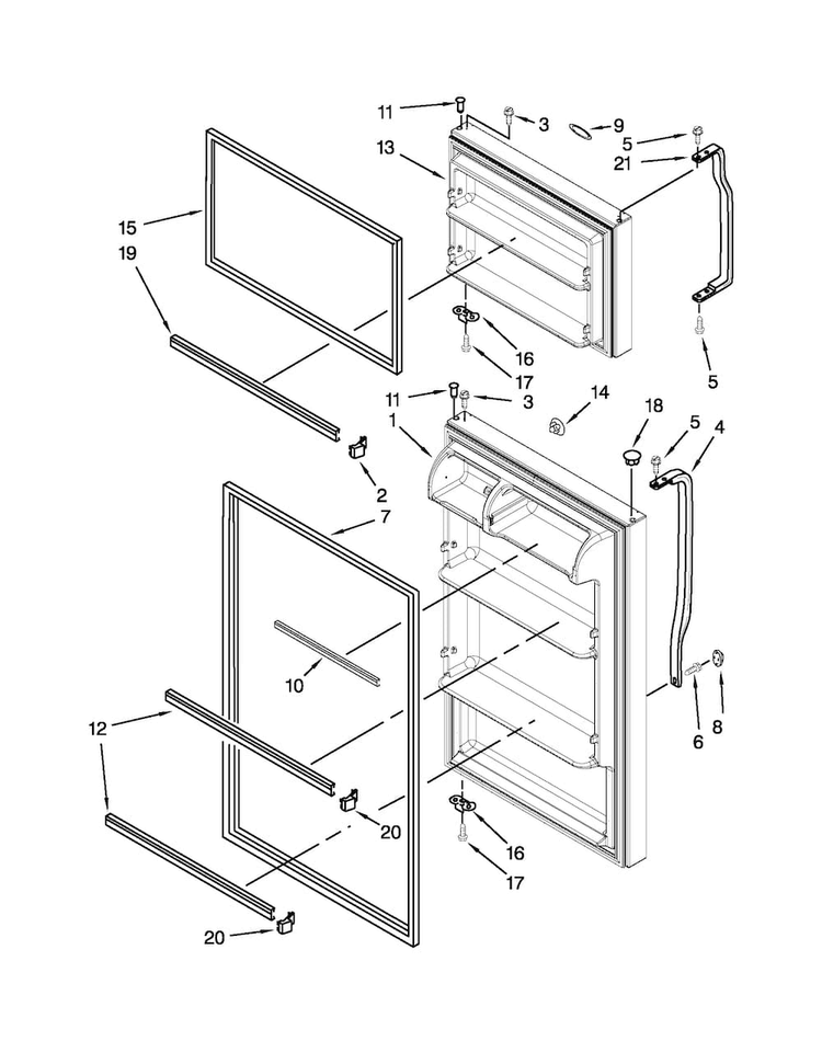 Door Parts Diagram and Parts List for A6TXNWFXW01  Amana Refrigerator