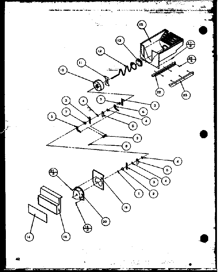 Crushed Ice Bucket Diagram and Parts List for 36511W-P1121603WW  Amana Refrigerator