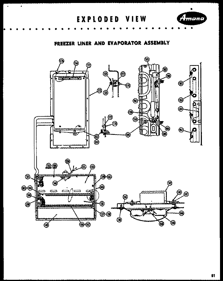 FZ LINER AND EVAP ASSY Diagram and Parts List for FF105L  Amana Refrigerator