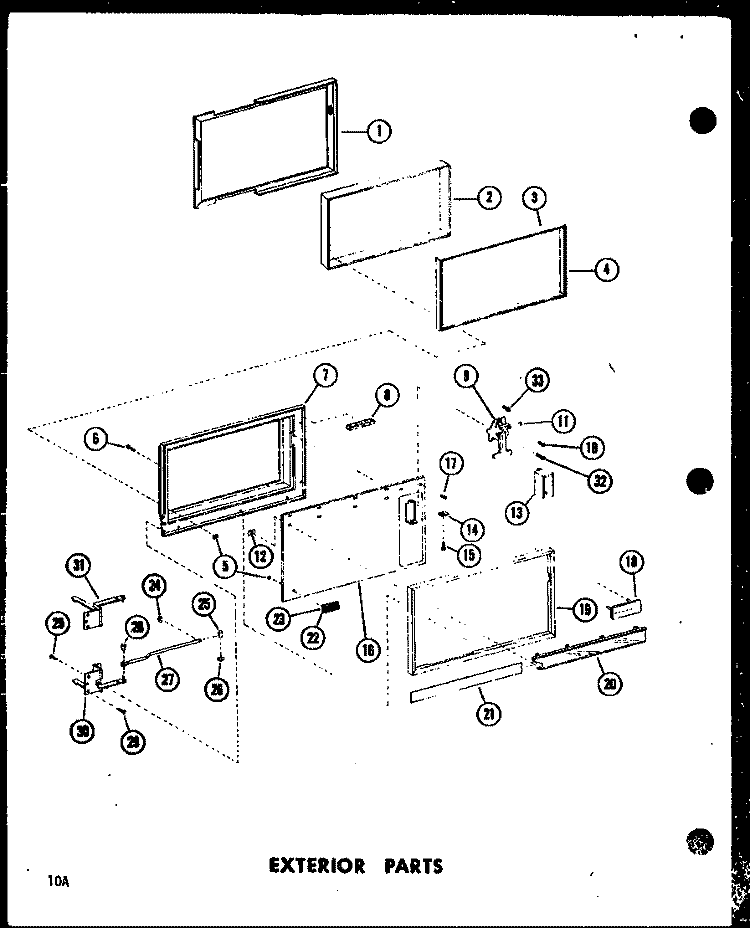 EXTERIOR PARTS Diagram and Parts List for RC-7D P7130103M Amana Microwave