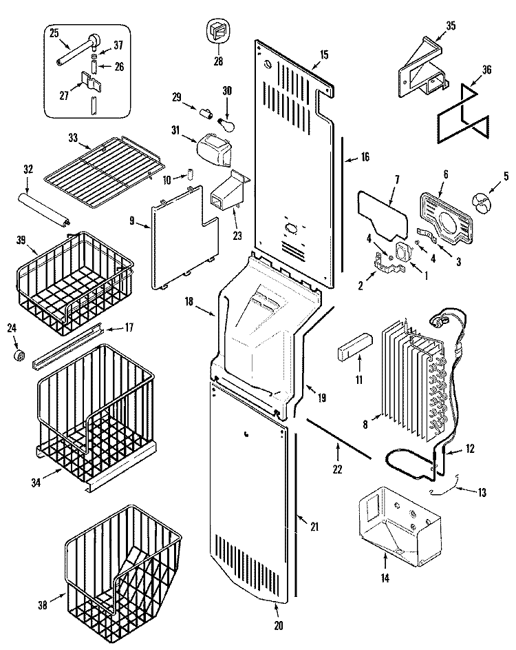 FREEZER COMPARTMENT Diagram and Parts List for JSD2789HEW  Jenn-Air Refrigerator