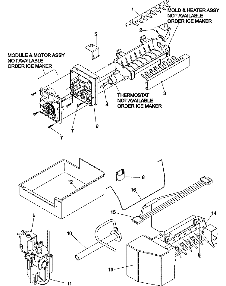 OPTIONAL ICE MAKER KIT IC11B P1328003W Diagram and Parts List for ABB2221FEB  Amana Refrigerator